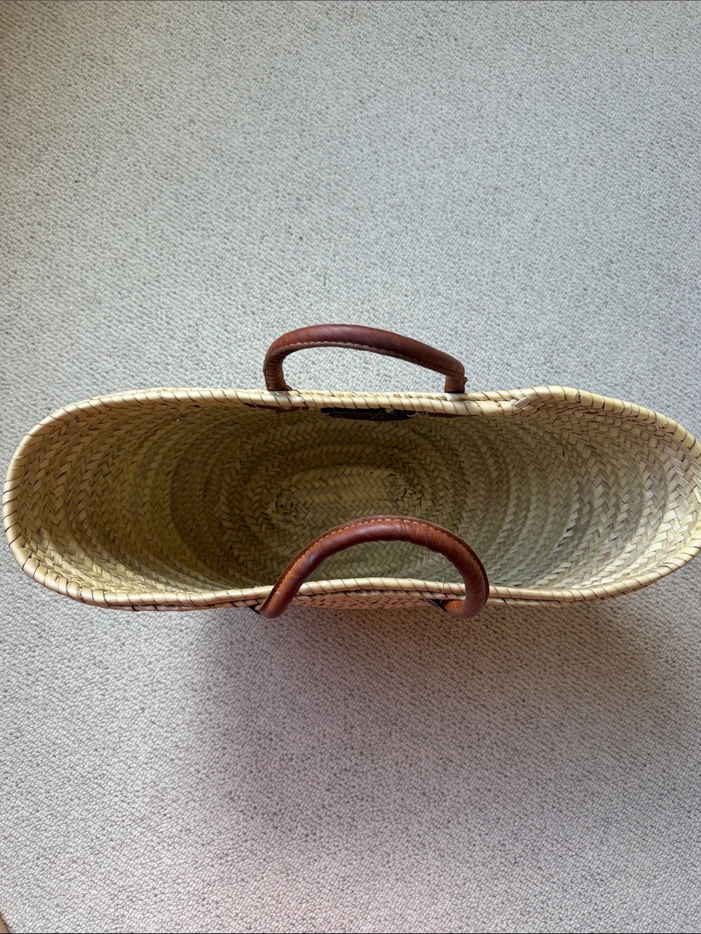 Emerson Fry Natural Woven Straw Tote with Brown Leather Handles - Picture 4 of 8